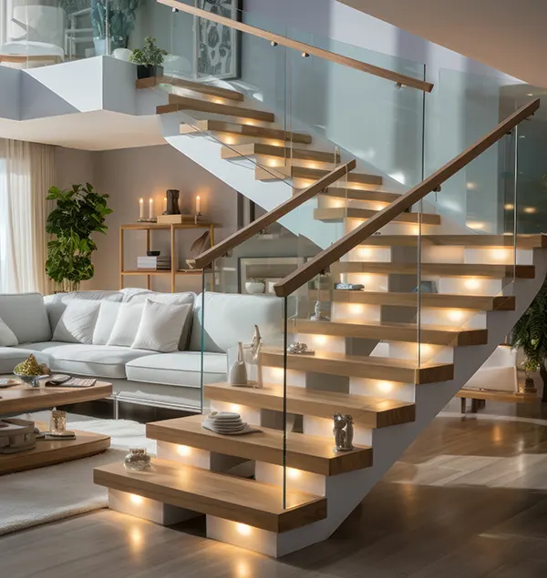 Escaliers avec rampes en verre